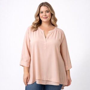 ➕ J. Jill Pale Pink Asymmetrical Hemline Blouse Womens Plus Size 2x